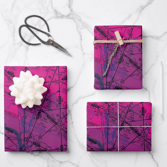Aviation Chart Wrapping Paper Sheets (Front)
