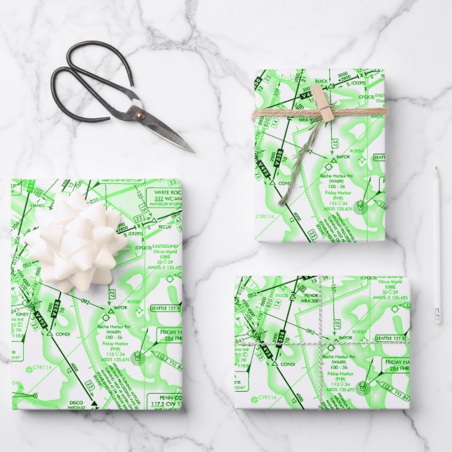 Aviation Chart Wrapping Paper Sheets (Front)