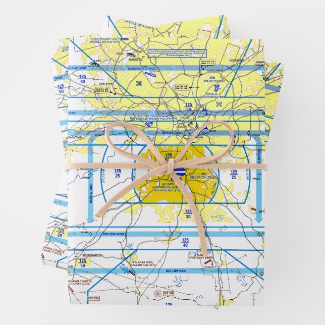 Aviation Chart Wrapping Paper Sheets (In situ)