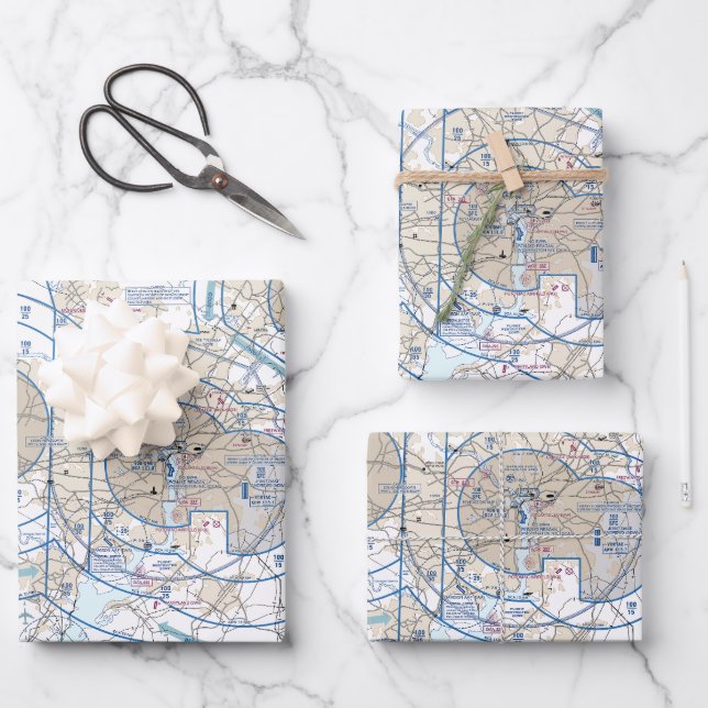 Aviation Chart Wrapping Paper Sheets (Front)