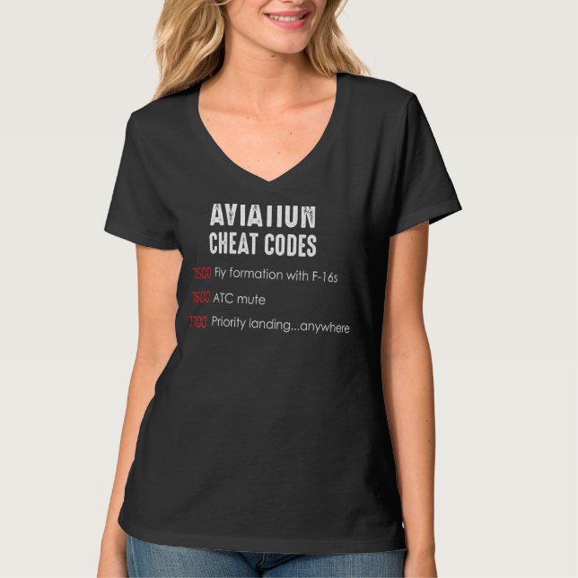 Aviation Cheat Codes Air Traffic Controller Pilot T-Shirt (Front)