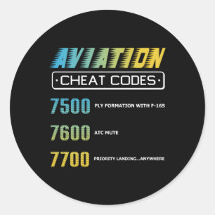 Aviation Cheat Codes Aviation Pilo Classic Round Sticker