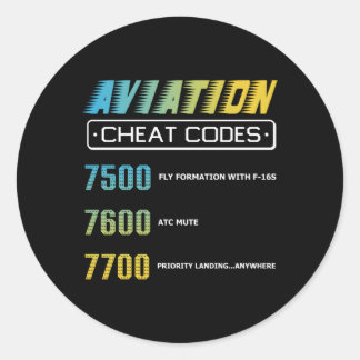 Aviation Cheat Codes Aviation Pilo Classic Round Sticker