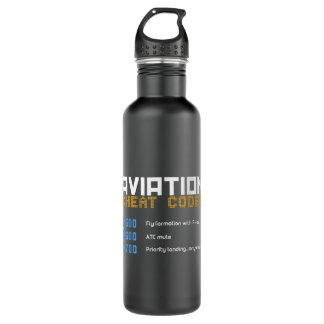 Aviation Cheat Codes , Aviation , Pilot Stainless Steel Water Bottle