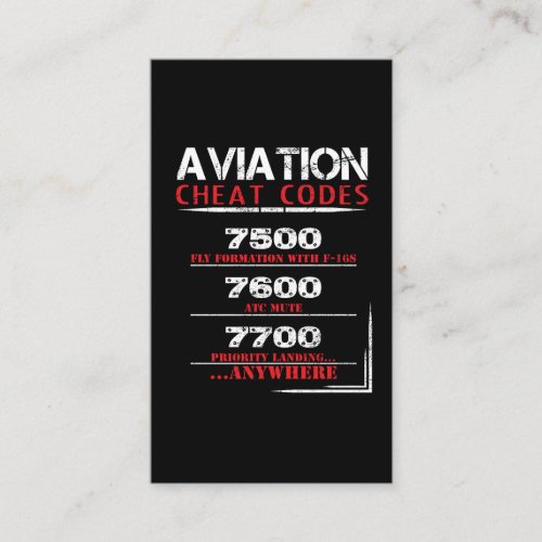 Aviation cheat codes _ Funny Tshirt for pilots Business Card