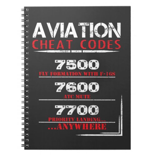 Aviation cheat codes _ Funny Tshirt for pilots Notebook