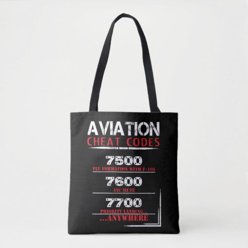 Aviation cheat codes _ Funny Tshirt for pilots Tote Bag