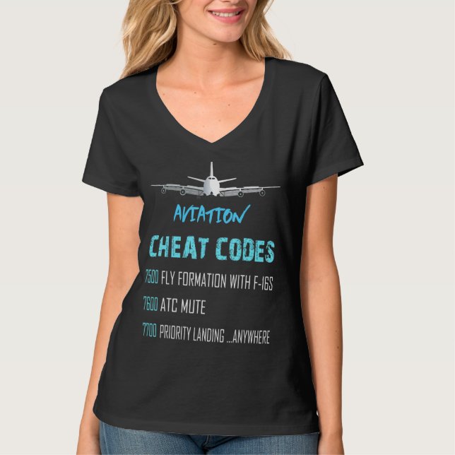 Aviation Cheat Codes Rc Airplane Flying Atc Aircra T-Shirt (Front)