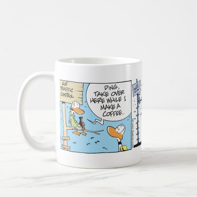 Aviation Coffee Humor Cartoon Coffee Mug (Left)