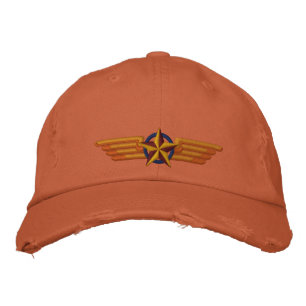 Aviation Embroidered Star Badge Pilot Wings Baseball Hat