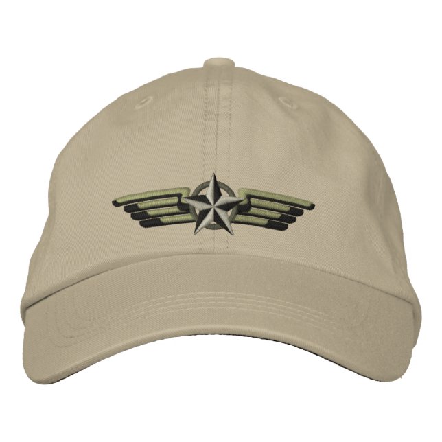 Aviation Embroidered Star Badge Pilot Wings Embroidered Baseball Hat (Front)