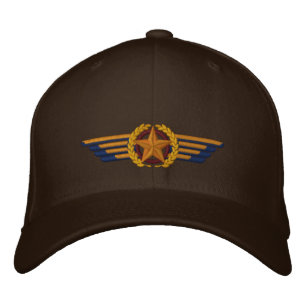 Aviation Embroidered Star Laurels Pilot Wings Baseball Hat