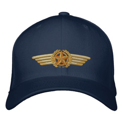 Aviation Embroidered Star Laurels Pilot Wings Embroidered Baseball Hat