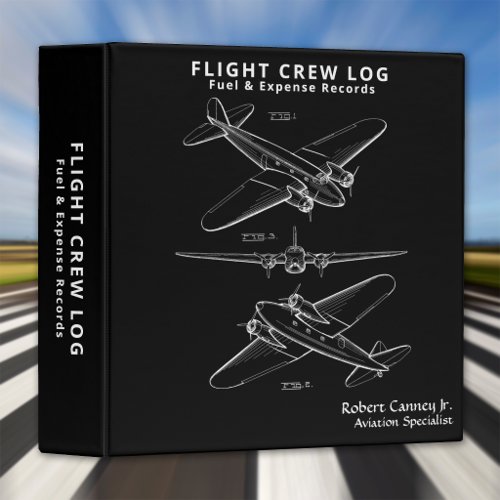 Aviation Flight Crew Log Fuel & Expenses 3 Ring Binder