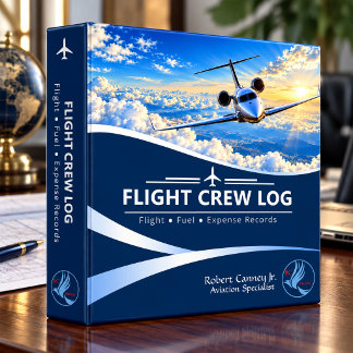 Aviation Flight Crew Log Fuel & Expenses 3 Ring Binder