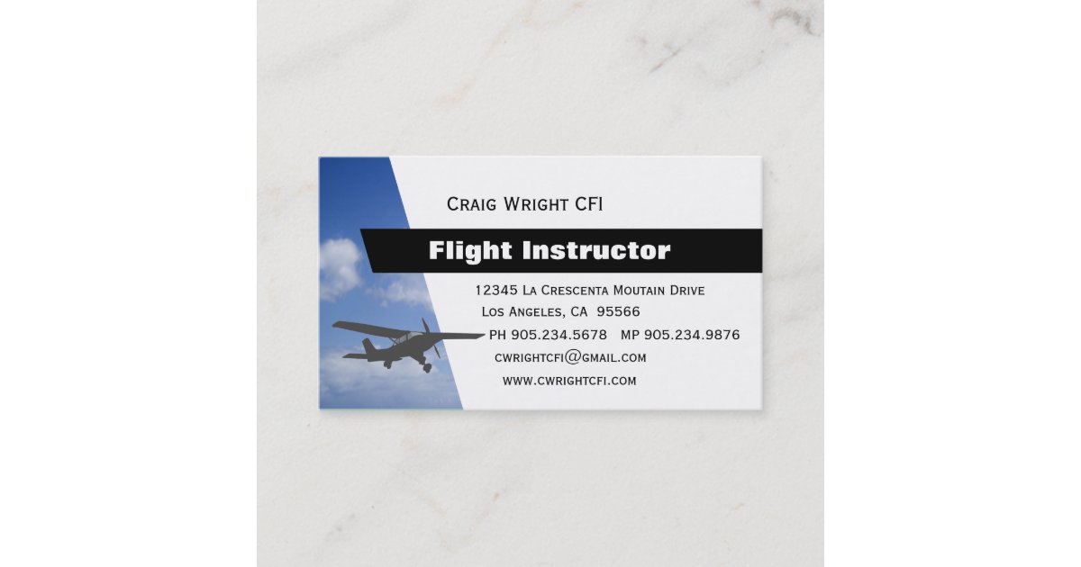 Aviation Flight Instructor Appointment Card Zazzle