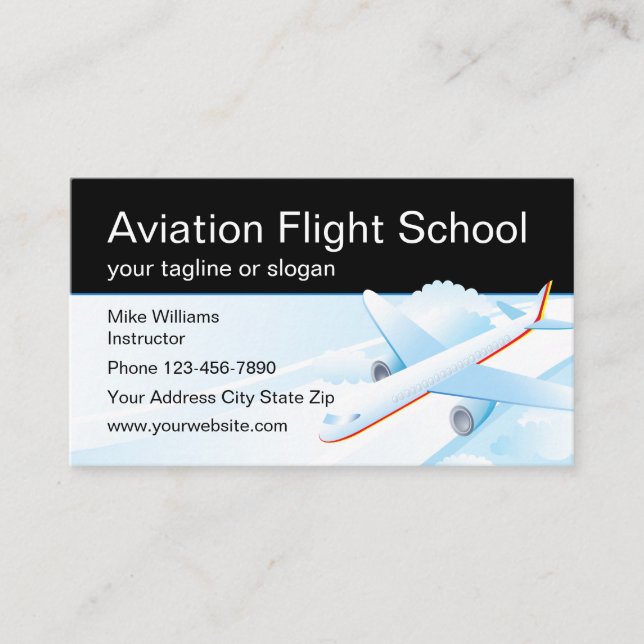 Aviation Flight School Instructor Business Card (Front)