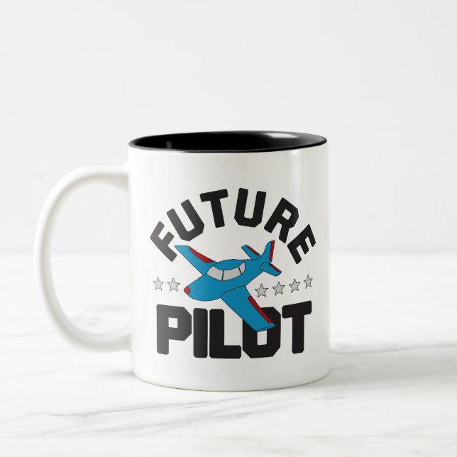 Aviation for Kids Flying High Future Pilots Two-Tone Coffee Mug (Left)