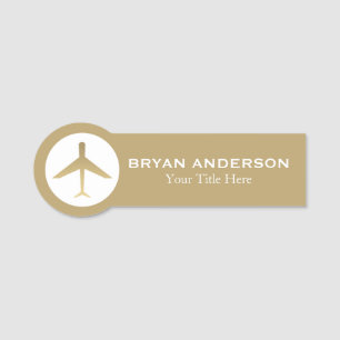 Aviation - Gold Airplane Name Tag