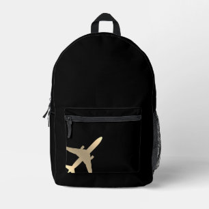 Aviation Gold Airplane Printed Backpack