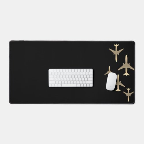 Aviation Gold Airplanes Desk Mat