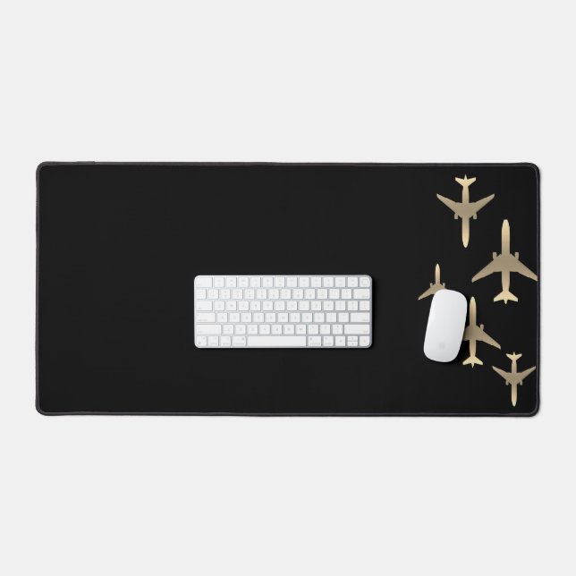 Aviation Gold Airplanes Desk Mat (Keyboard & Mouse)