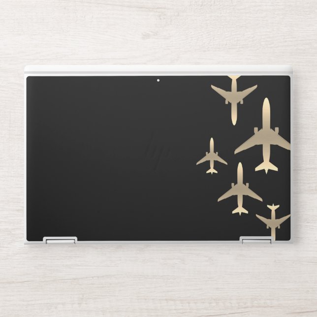 Aviation Gold Airplanes Laptop Skin (Front)