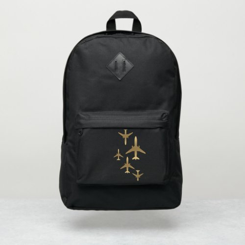 Aviation Gold Airplanes Port Authority Backpack