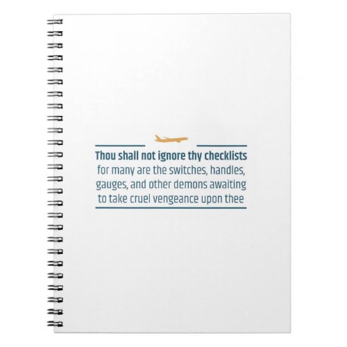 Aviation Humor Do Not Ignore Checklists Notebook