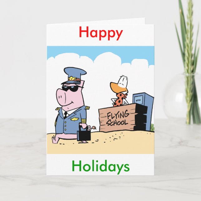 Aviation Humor Happy Holidays Card (Front)