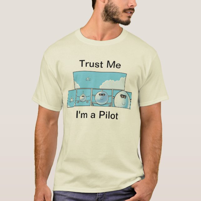 Aviation Humor Pilot Cartoon T-Shirt (Front)