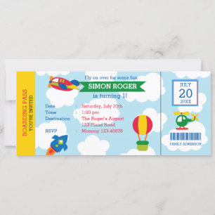 Aviation Invitation - Airplane Ticket Invites