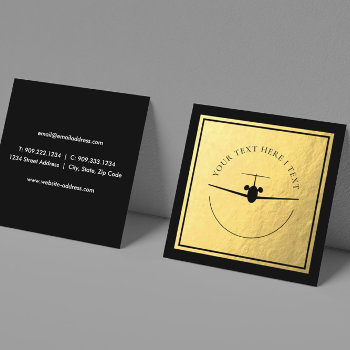 Aviation Jet Logo - Faux Gold Foil Business Card by istanbuldesign at Zazzle