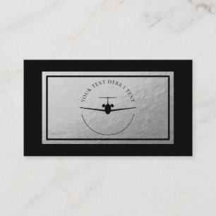 Aviation Jet Logo - Faux Silver Foil Business Card
