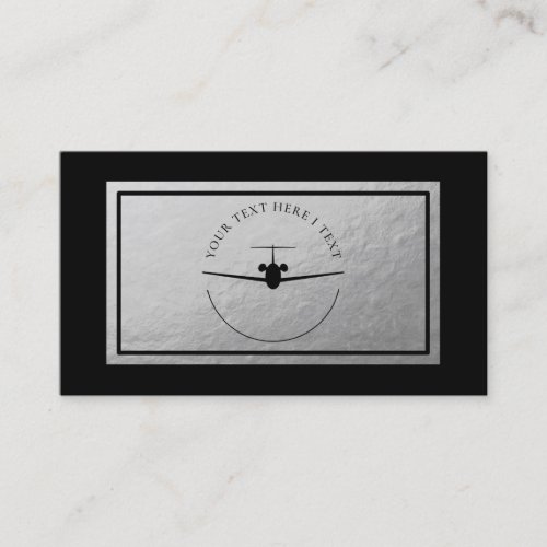 Aviation Jet Logo _ Faux Silver Foil Business Card