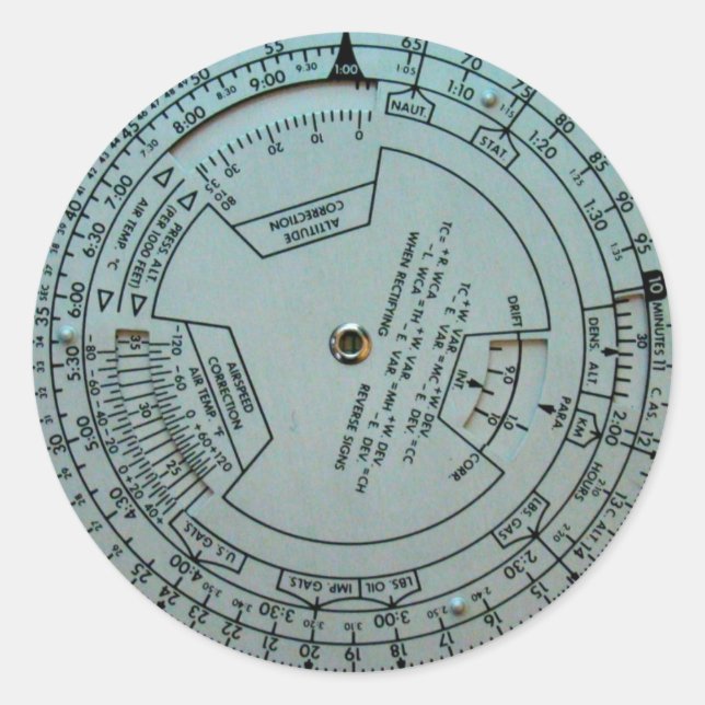 Aviation Navigation Computer Classic Round Sticker (Front)
