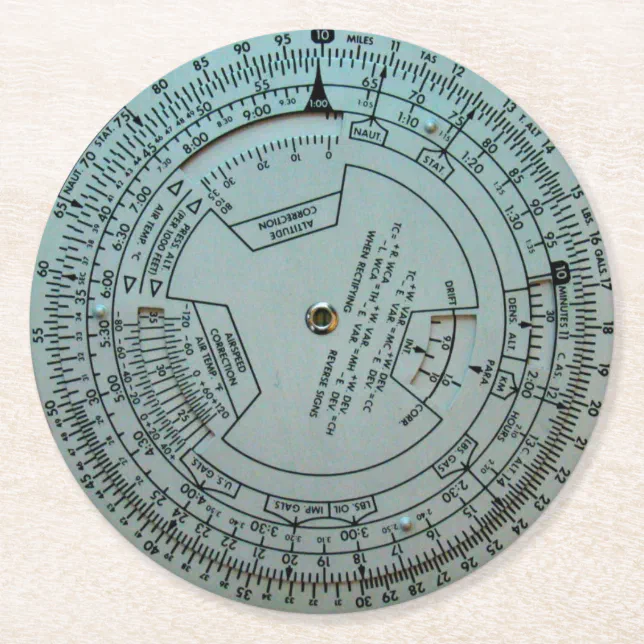 Aviation Navigation Computer Round Paper Coaster | Zazzle