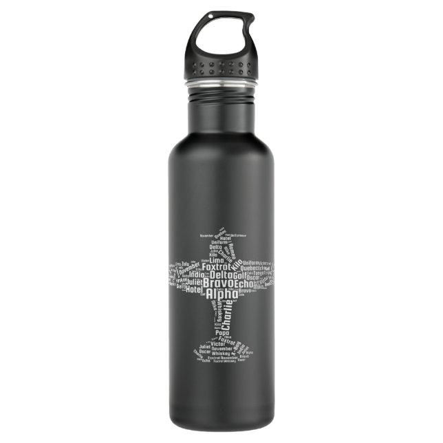 Aviation Phonetic Alphabet Flying Pilot Gift  Stainless Steel Water Bottle (Front)