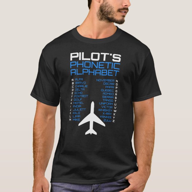 Aviation Phonetic Code with Aircraft Symbol T-Shirt (Front)