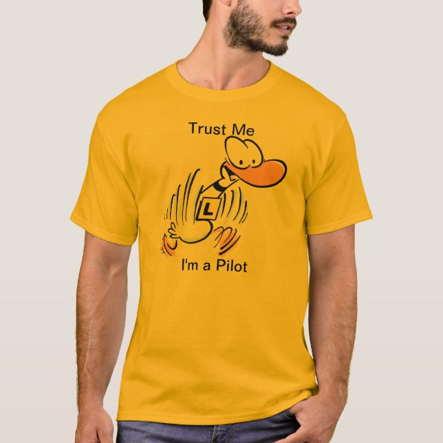 Aviation Pilot Humor Cartoon Duck T Shirt (Front)