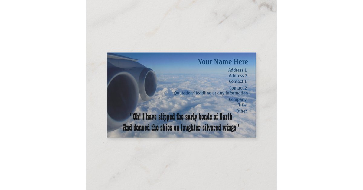 Aviation Poem For Aviator Airline Crew Business Card Zazzle Com