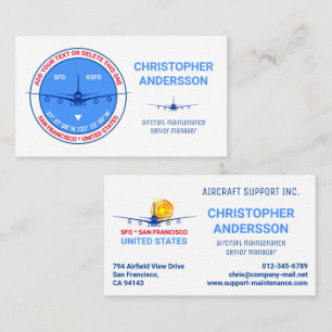 Aviation Professional Cool Fully Customizable Business Card