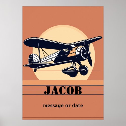 Aviation Retro Airplane  Any Name  Poster