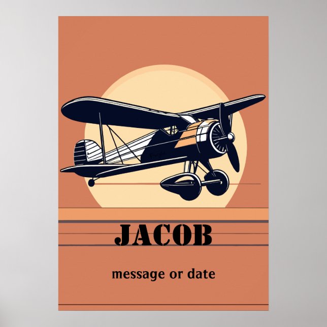 Aviation Retro Airplane | Any Name  Poster (Front)