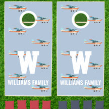 Aviation Retro Blue Pilot Family Monogram Airplane
