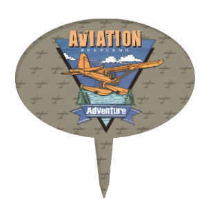 Aviation Seaplane Adventure Cake Topper