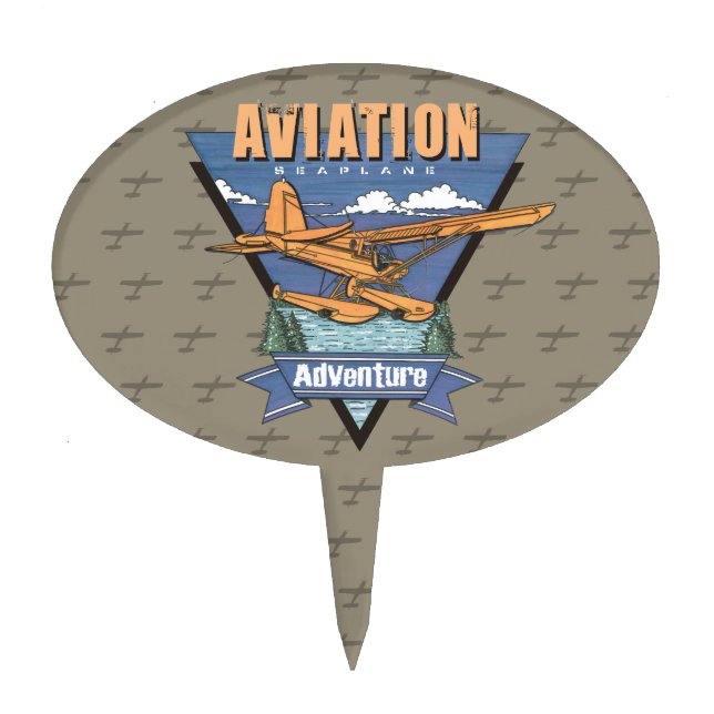 Aviation Seaplane Adventure Cake Topper (Front)