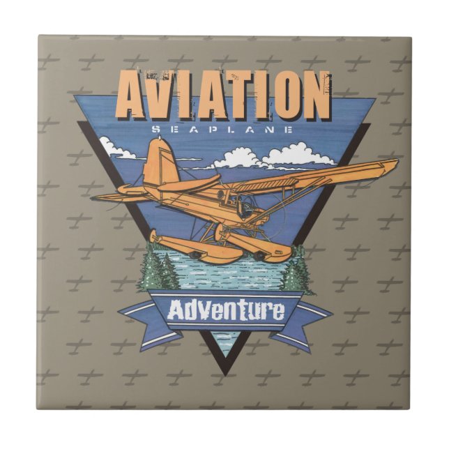 Aviation Seaplane Adventure Ceramic Tile (Front)
