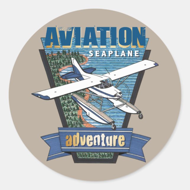 Aviation Seaplane Adventure Classic Round Sticker (Front)