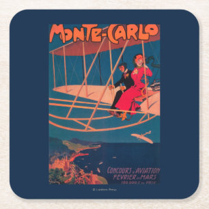 Aviation Sporting Poster Square Paper Coaster